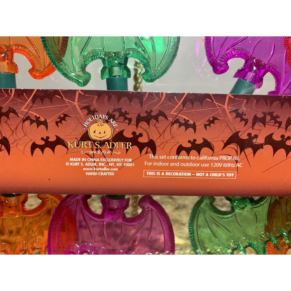 KURT ADLER 10L BATS Halloween String Light Set *NEW* ( 9 Sets AVAIL) Multicolor - Picture 4 of 4